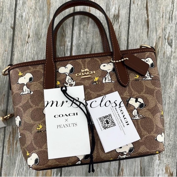Coach X Peanuts City Mini Tote Bag In Signature Canvas With Snoopy Print Purse - Picture 7 of 8